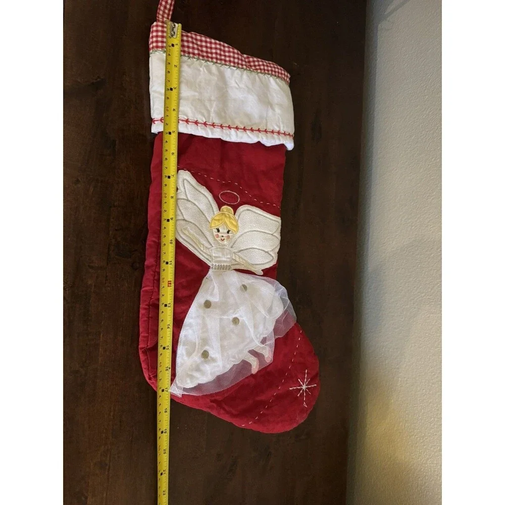 Pottery Barn Kids Quilted Stocking Christmas Holiday Santa Angel Blank 19” EUC